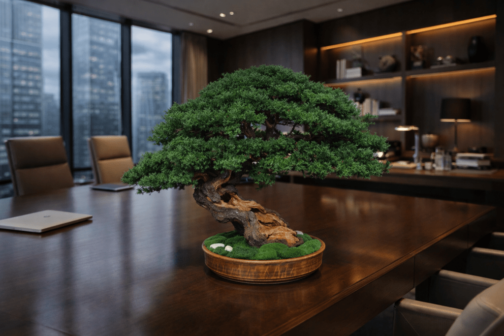Bonsai tree in modern ofice.