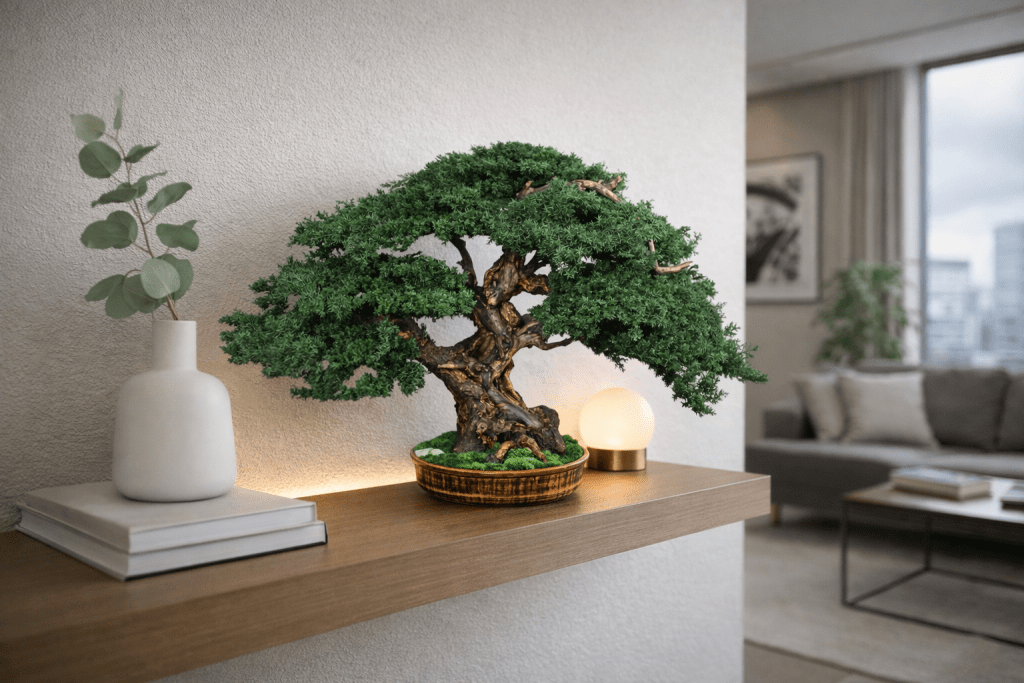 Bonsai tree in modern living room