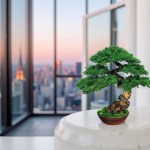 Juniper preserved bonsai tree in a living room