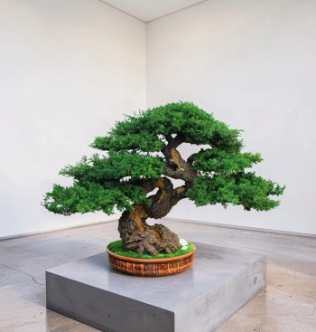 Preserved bonsai tree in a ceramic pot